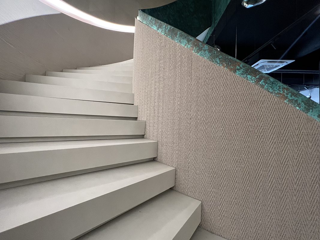 Client-supplied stairwell feature wall installation
