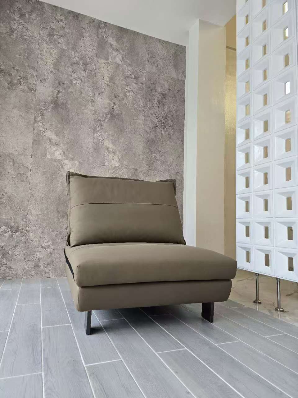 Client-supplied grey interior wall installation